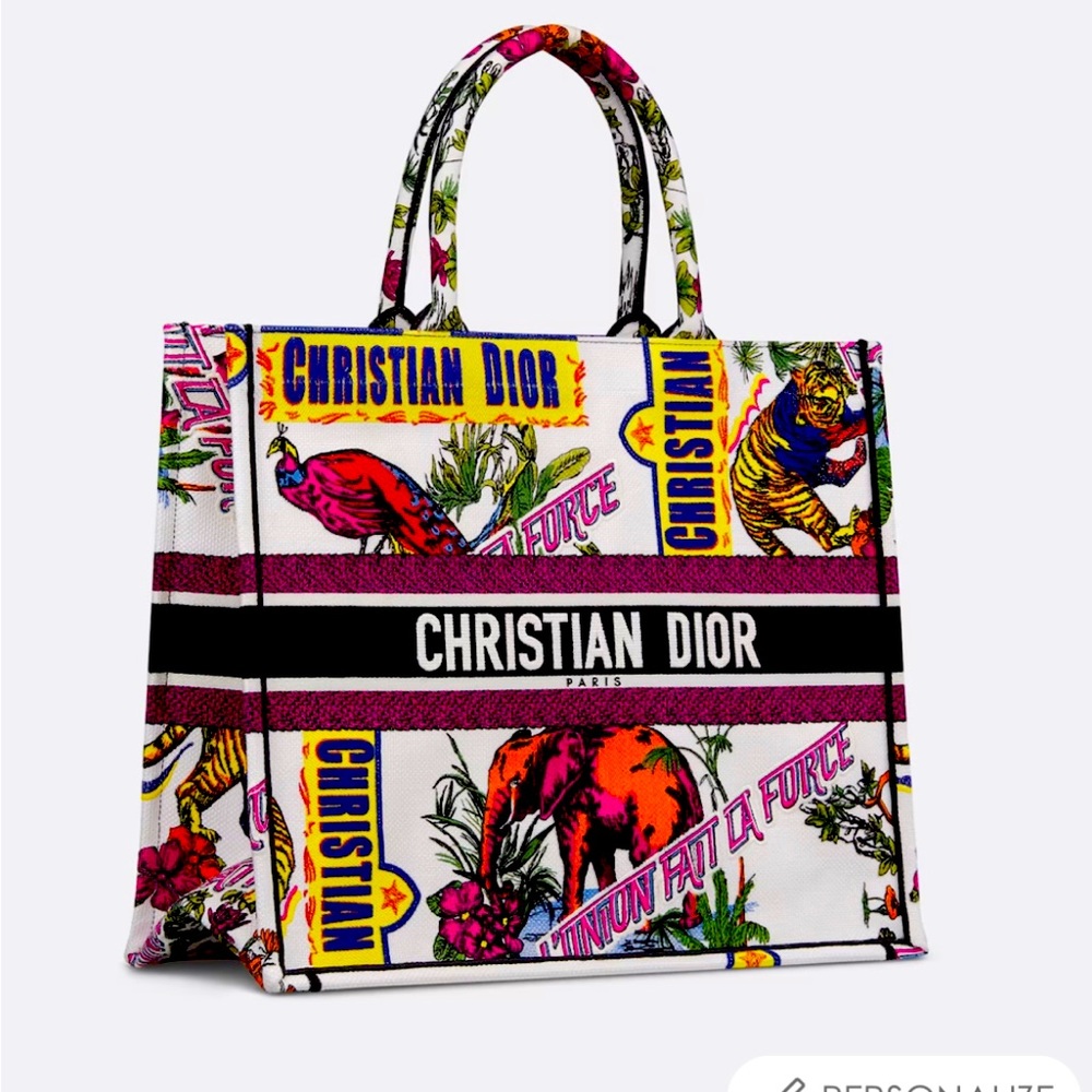 2023 Dior Indian Animals Large Book Tote
